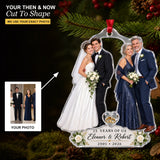 Personalized Anniversary Then Now Photo Acrylic Ornament - Custom Couple Keepsake - image 1