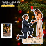 Personalized She Said Yes Proposal Cutout Photo Acrylic Ornament - Custom Couple Keepsake - image 1