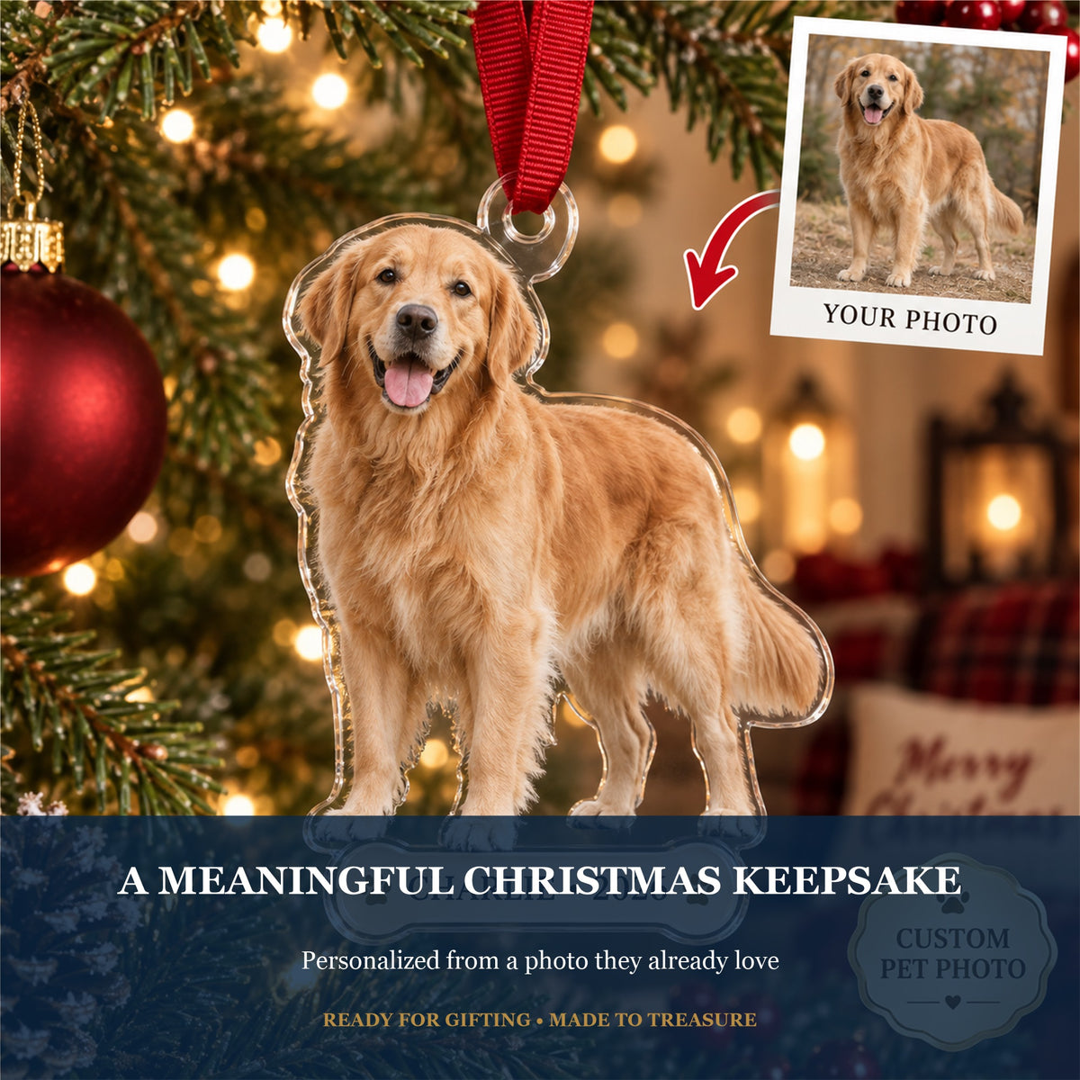 Personalized Custom Dog Photo Acrylic Ornament - Custom Photo Keepsake - image 5