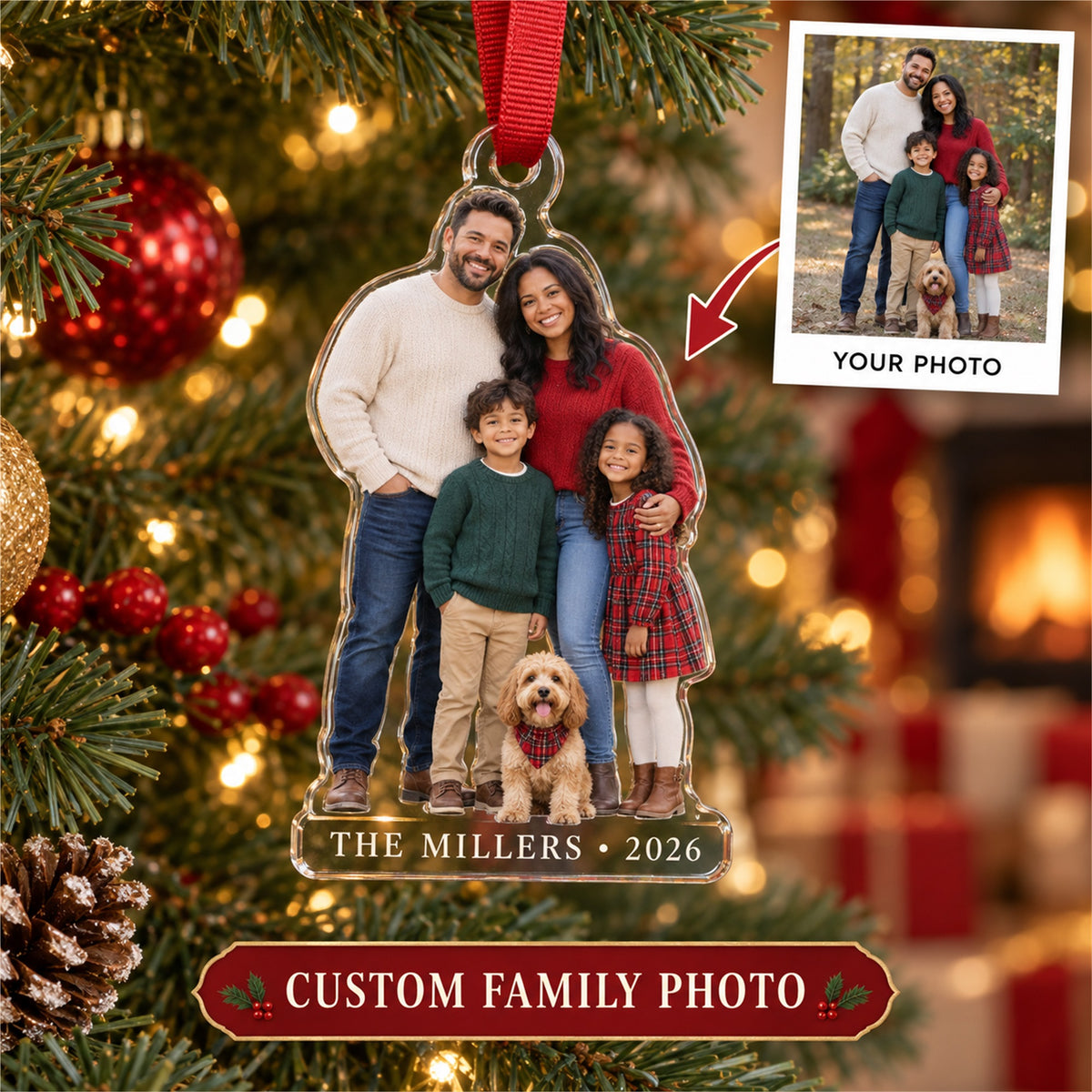 Personalized Family Photo Acrylic Ornament - Custom Photo Keepsake - image 1