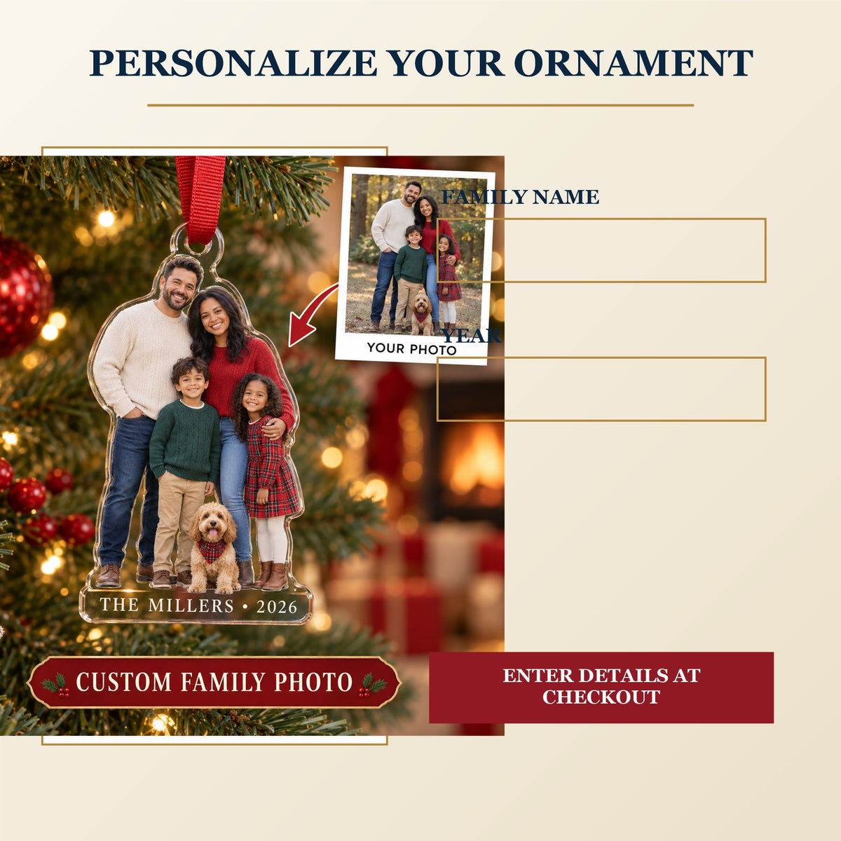 Personalized Family Photo Acrylic Ornament - Custom Photo Keepsake - image 7