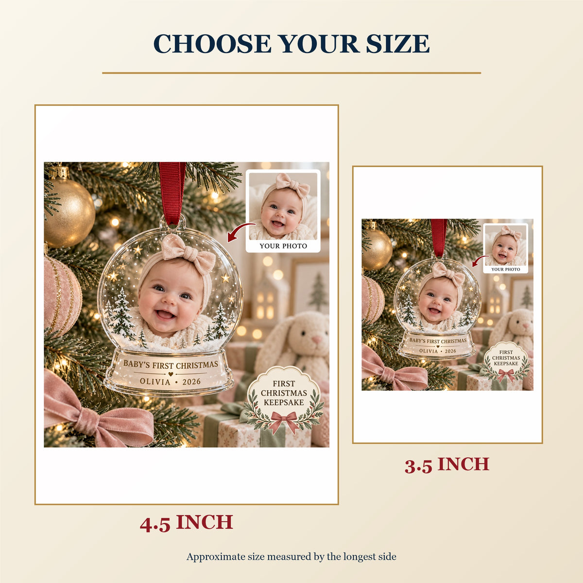 Personalized Baby First Christmas Acrylic Ornament - Custom Photo Keepsake - image 3
