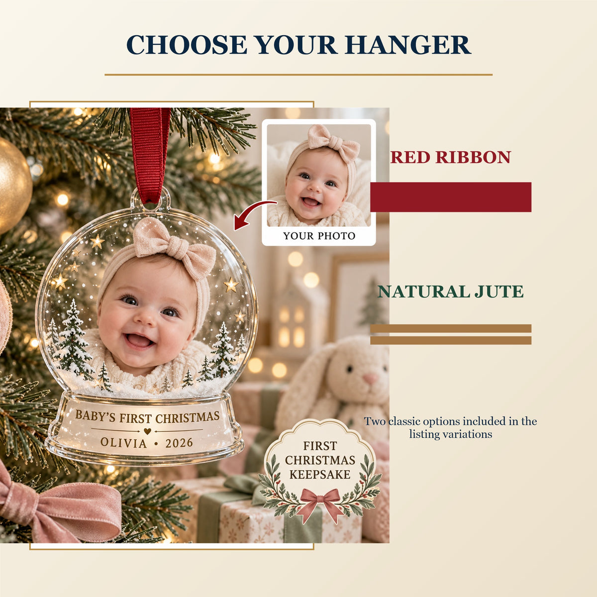 Personalized Baby First Christmas Acrylic Ornament - Custom Photo Keepsake - image 8