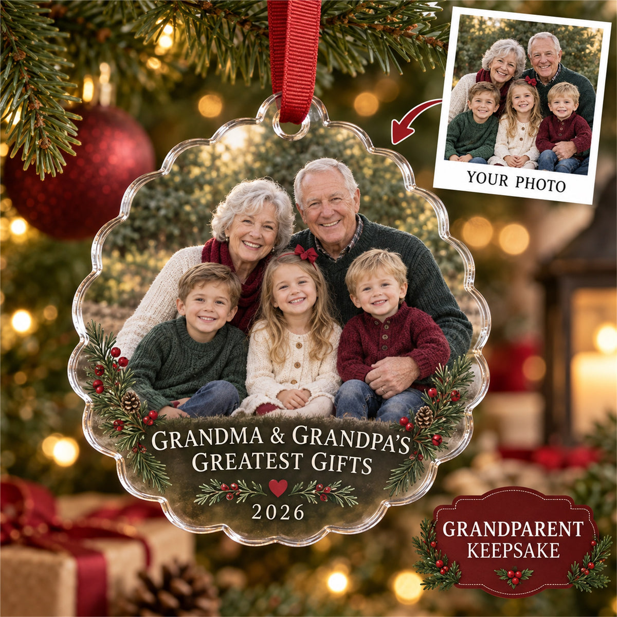 Personalized Grandparents Acrylic Ornament - Custom Photo Keepsake - image 1