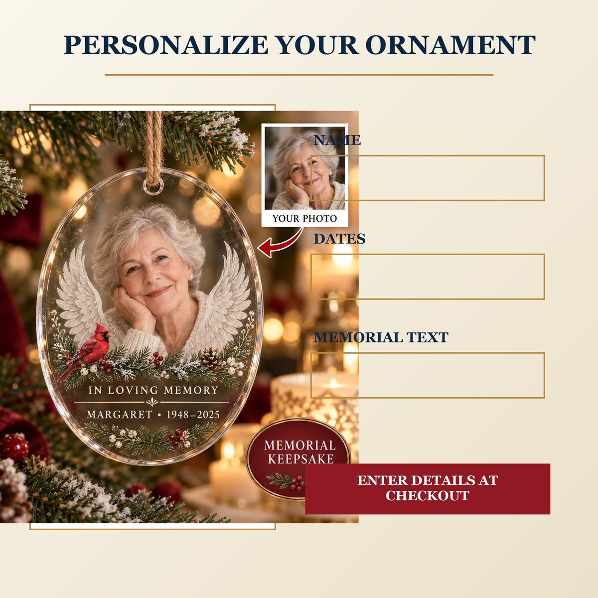Personalized Memorial Loved One Acrylic Ornament - Custom Photo Keepsake - image 7