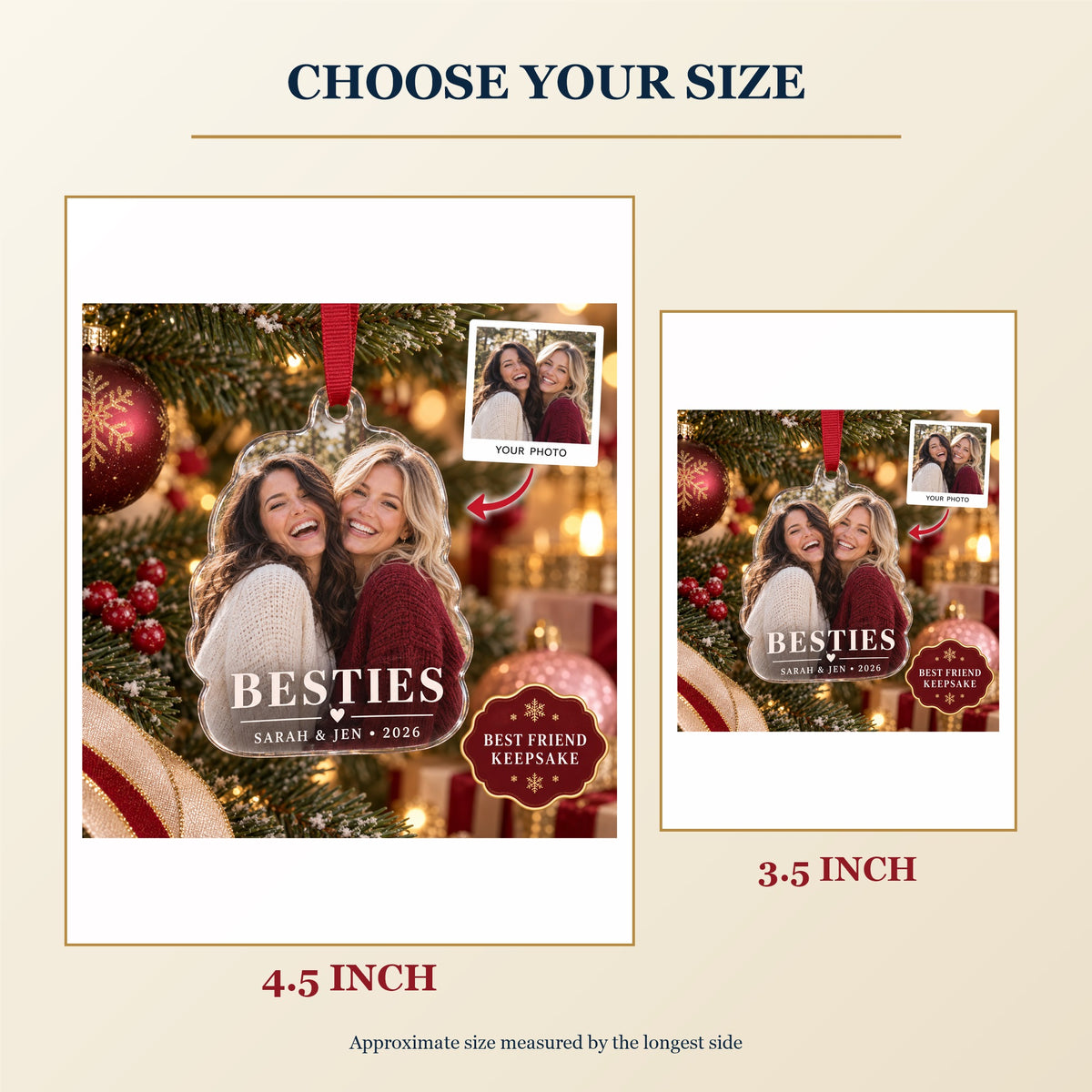 Personalized Best Friends Acrylic Ornament - Custom Photo Keepsake - image 3