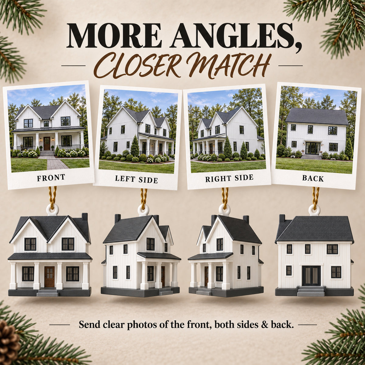 Personalized Modern Farmhouse 3D Ornament - Custom Christmas Keepsake - image 2