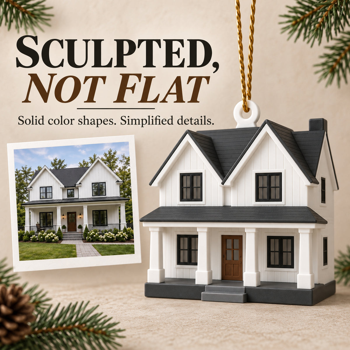 Personalized Modern Farmhouse 3D Ornament - Custom Christmas Keepsake - image 6