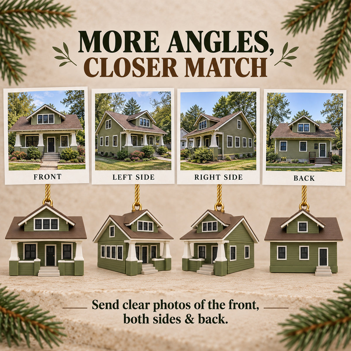Personalized Craftsman Bungalow 3D Ornament - Custom Christmas Keepsake - image 2