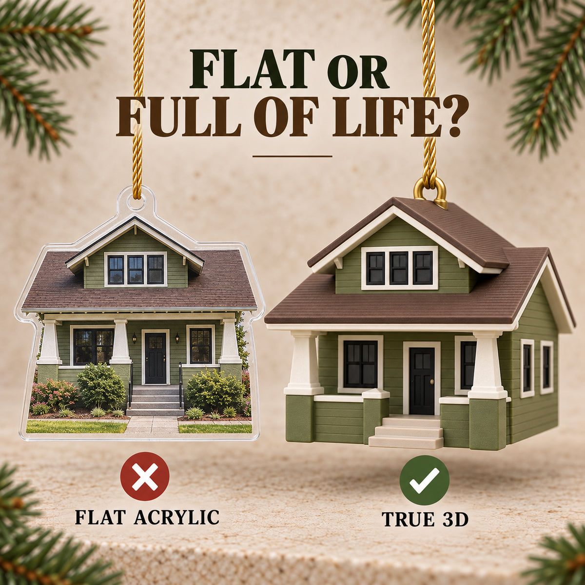 Personalized Craftsman Bungalow 3D Ornament - Custom Christmas Keepsake - image 3