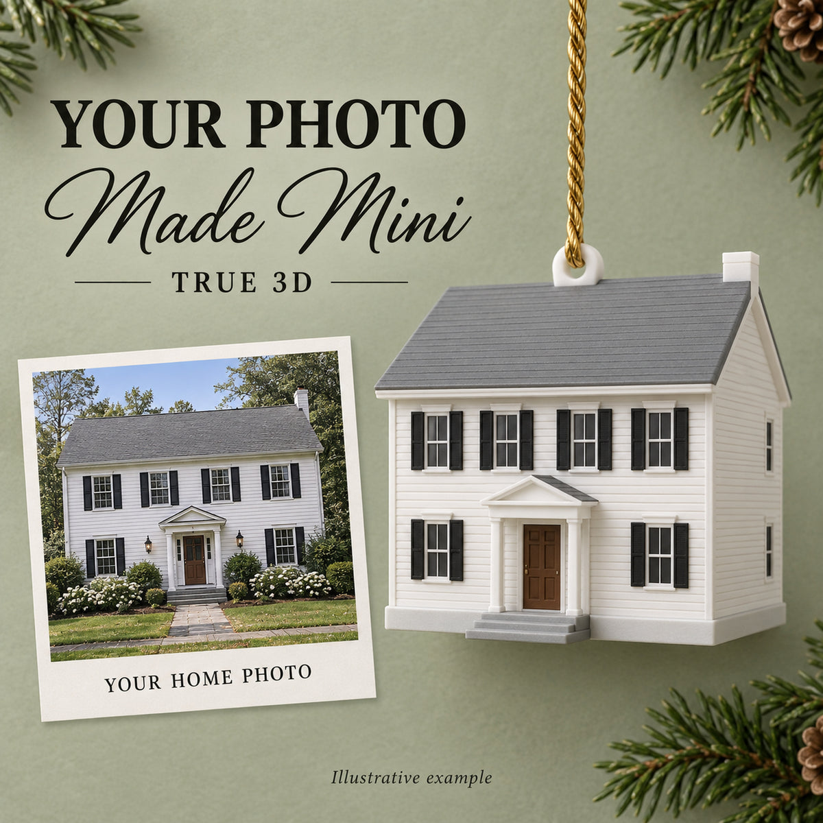 Personalized Colonial Revival 3D Ornament - Custom Christmas Keepsake - image 1