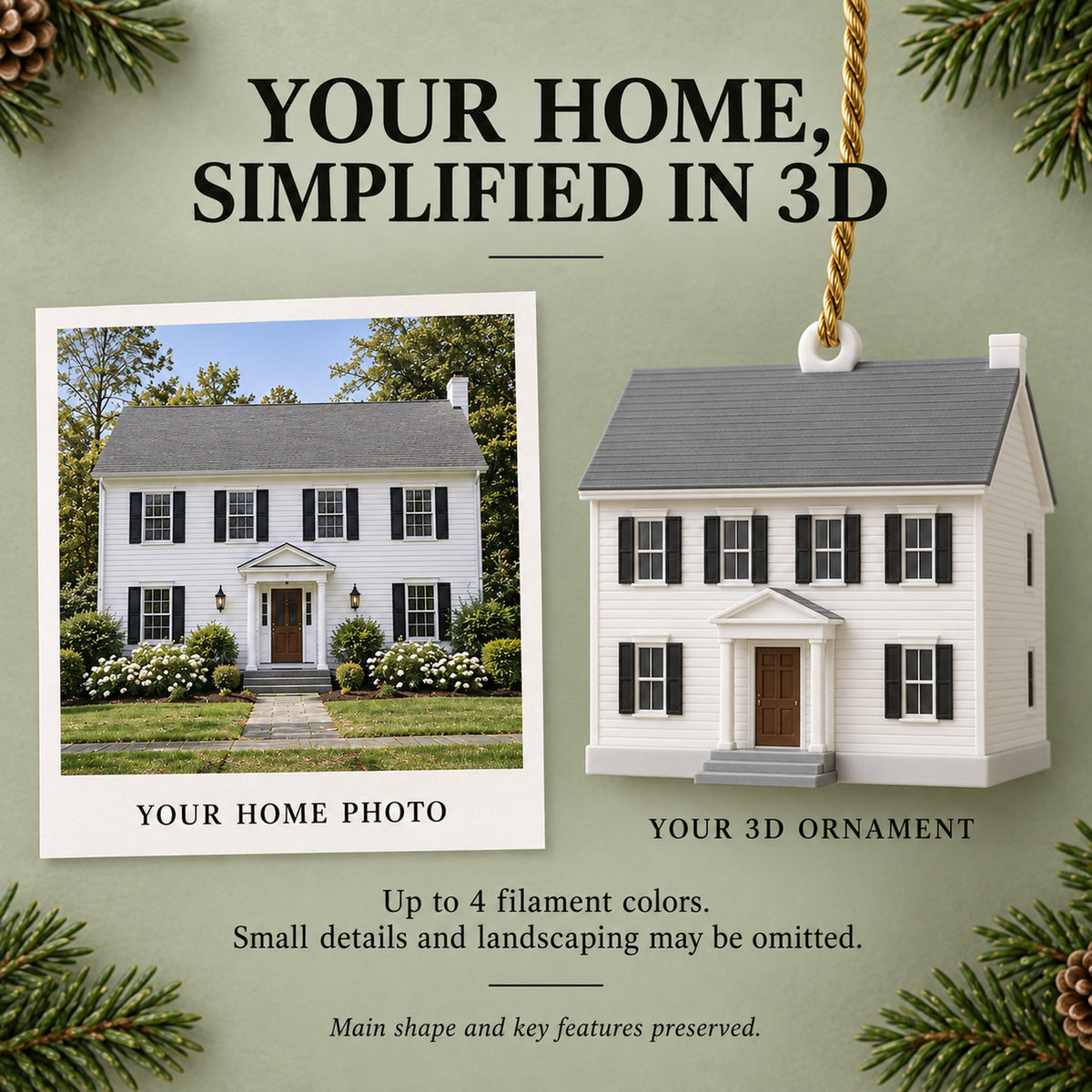 Personalized Colonial Revival 3D Ornament - Custom Christmas Keepsake - image 4
