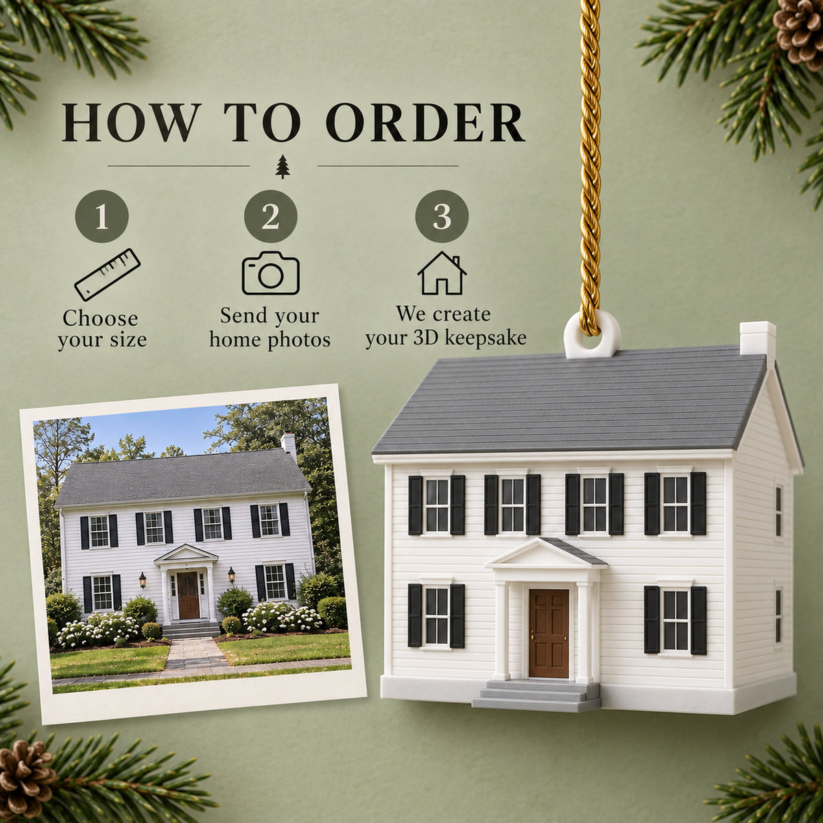 Personalized Colonial Revival 3D Ornament - Custom Christmas Keepsake - image 7