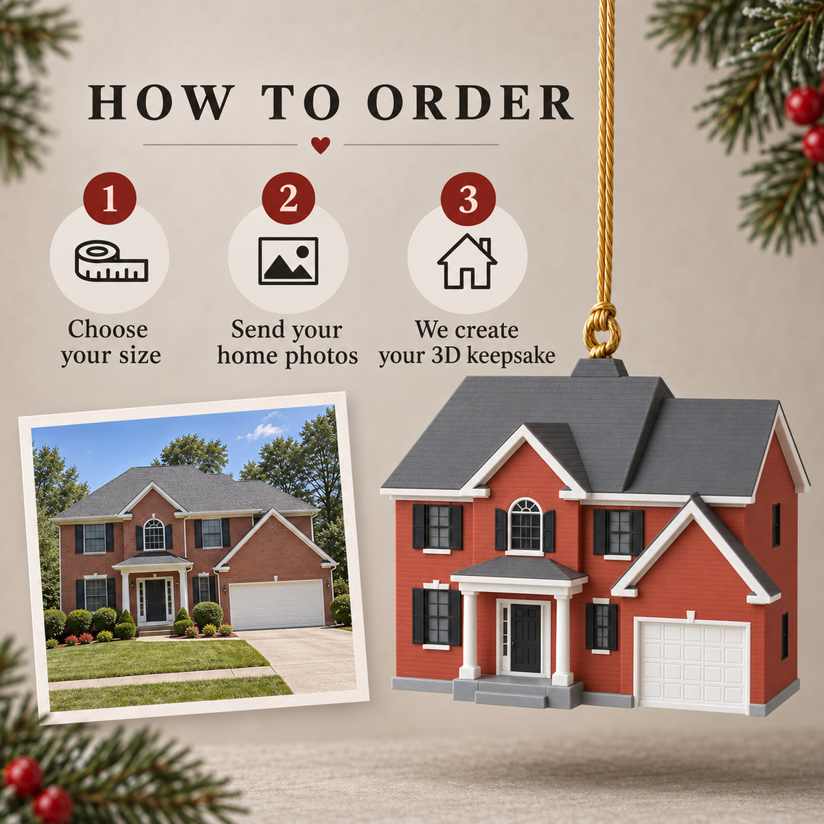 Personalized Brick Traditional 3D Ornament - Custom Christmas Keepsake - image 7