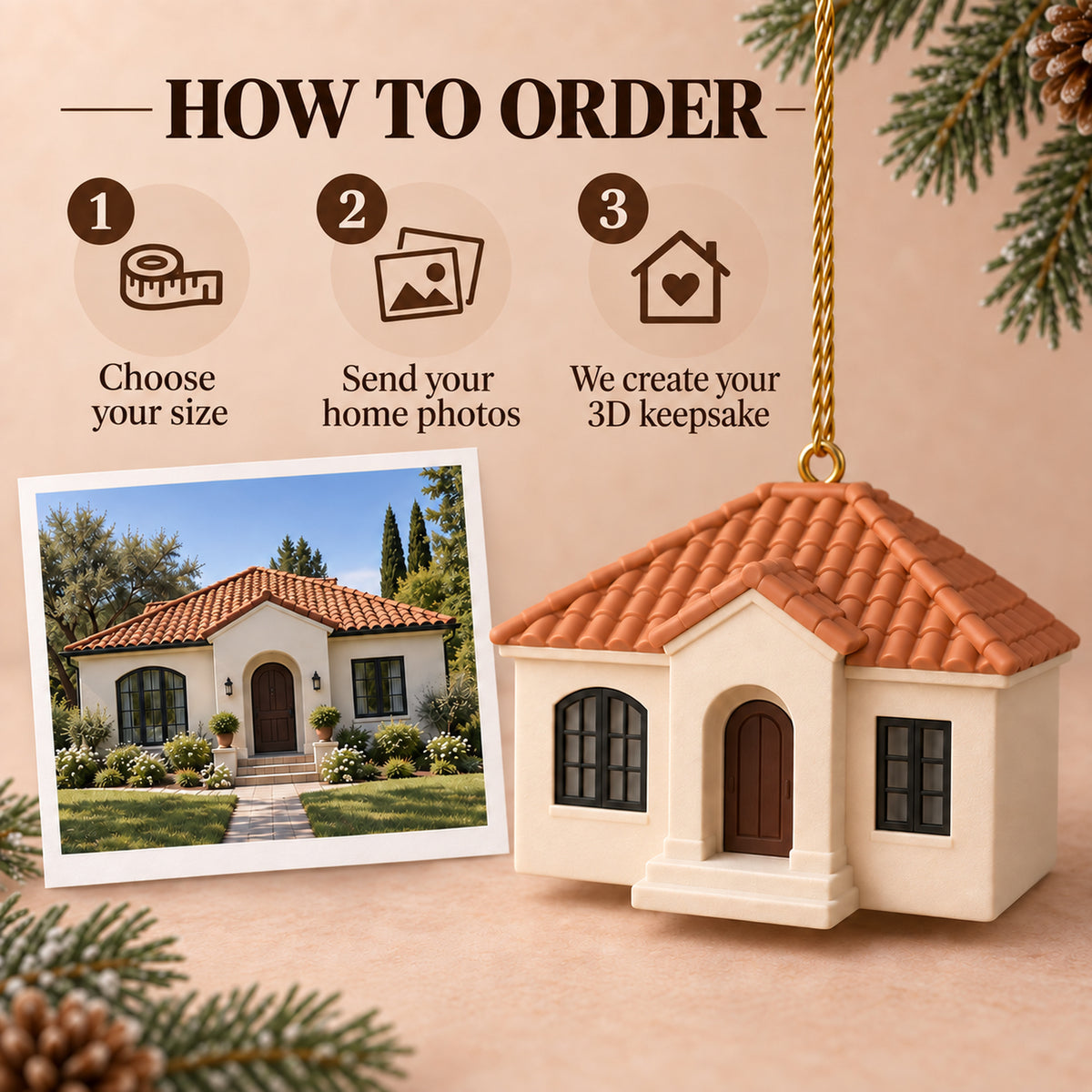 Personalized Spanish Mediterranean 3D Ornament - Custom Christmas Keepsake - image 7