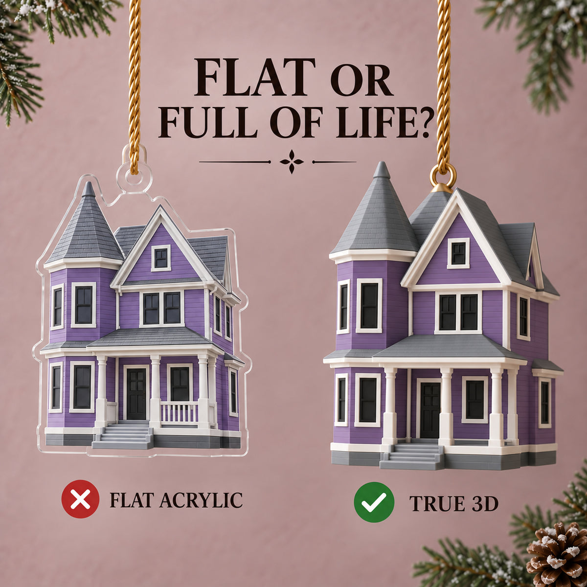 Personalized Simplified Victorian 3D Ornament - Custom Christmas Keepsake - image 3
