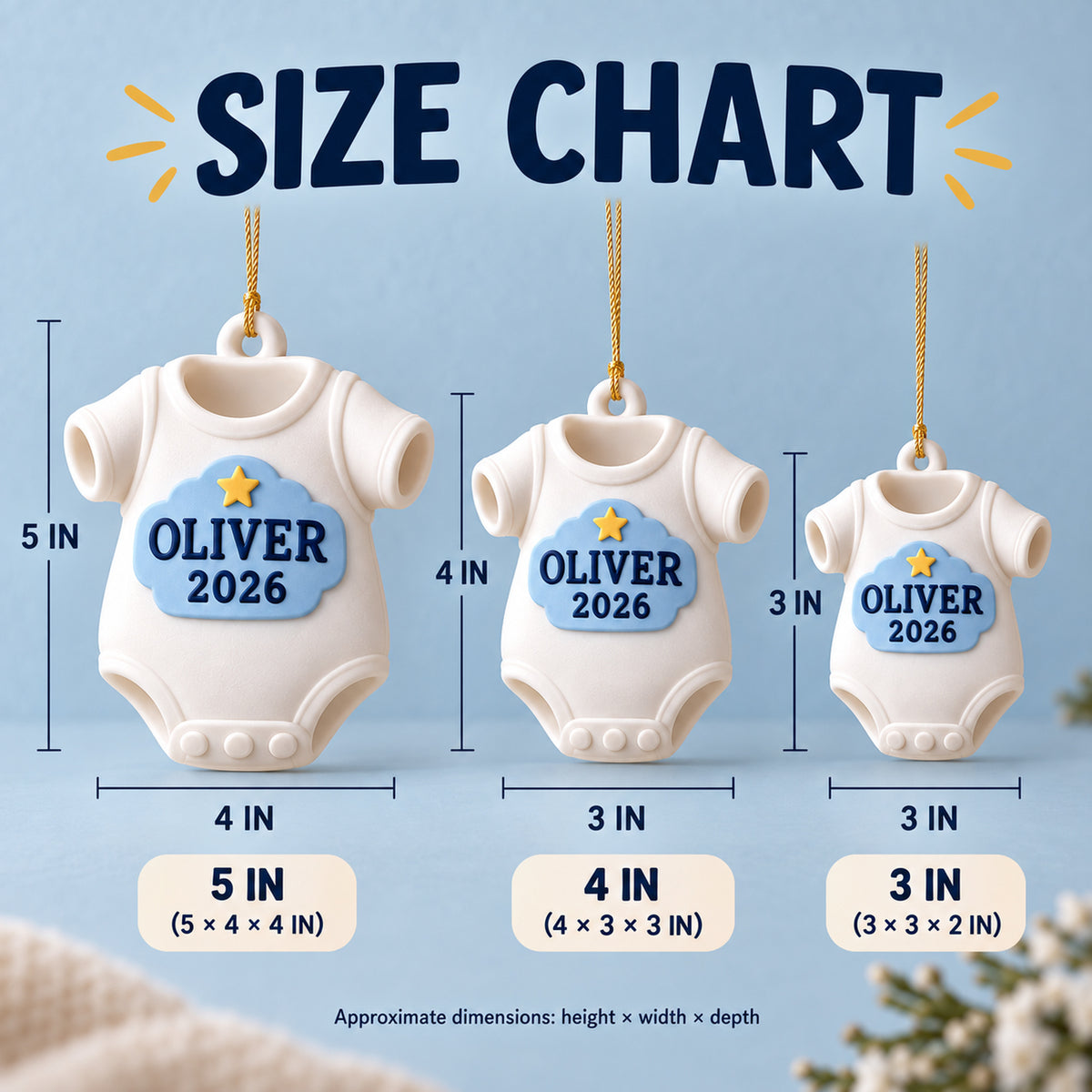 Personalized Baby's First Christmas Onesie 3D Ornament - Custom Christmas Keepsake - image 5