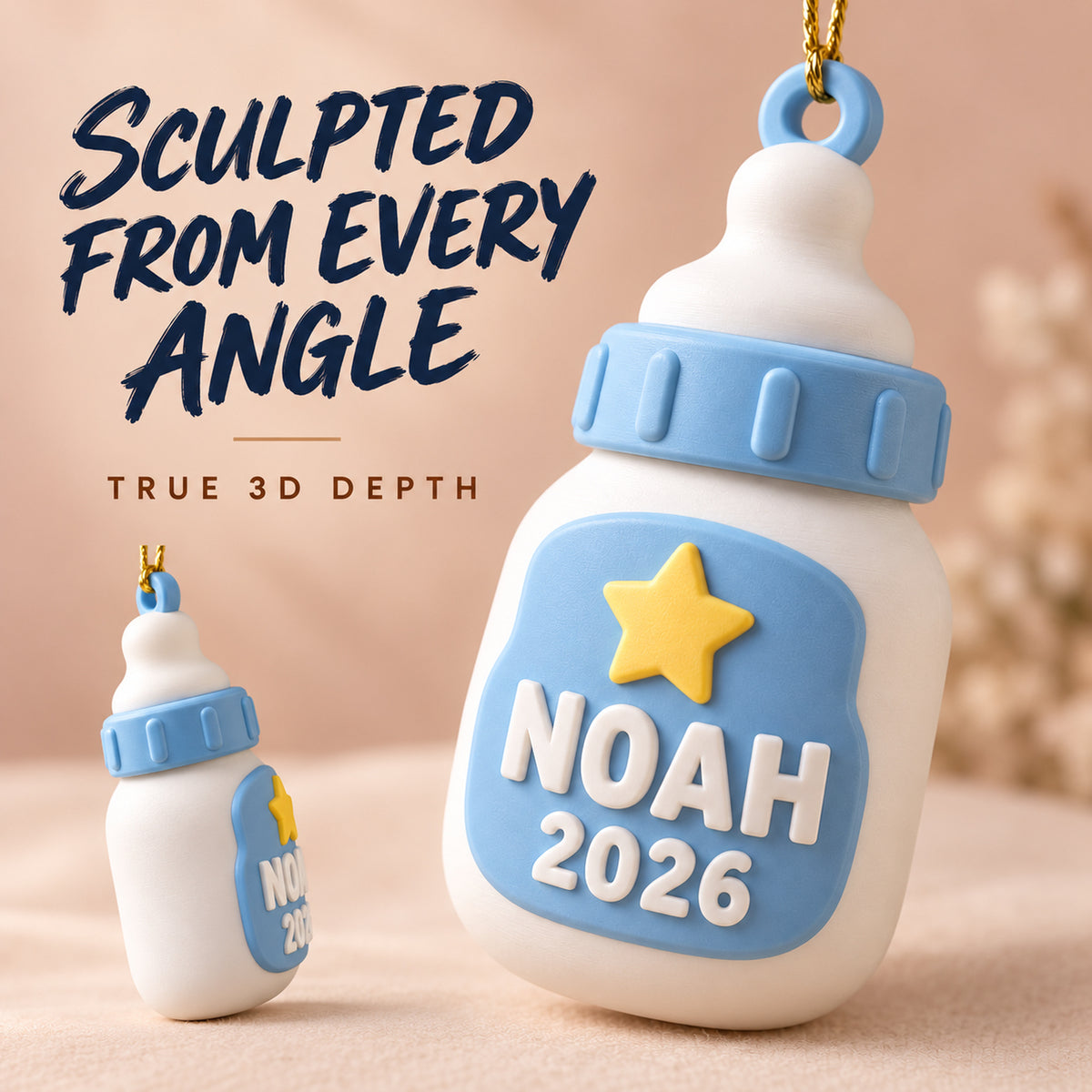 Personalized Baby's First Christmas Milk Bottle 3D Ornament - Custom Christmas Keepsake - image 4