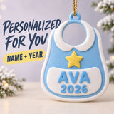 Personalized Baby's First Christmas Bib 3D Ornament - Custom Christmas Keepsake - image 6