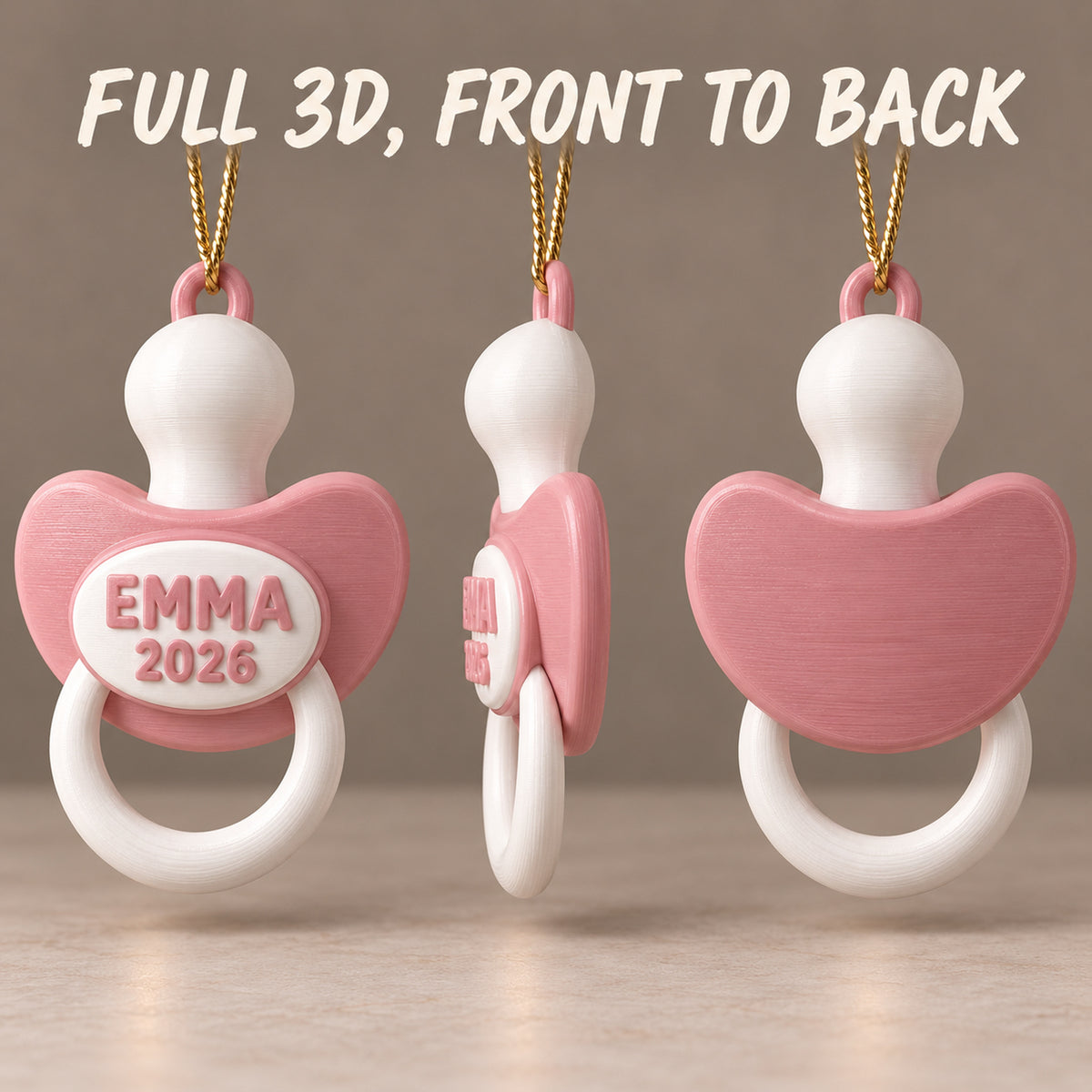 Personalized Baby's First Christmas Pacifier 3D Ornament - Custom Christmas Keepsake - image 2