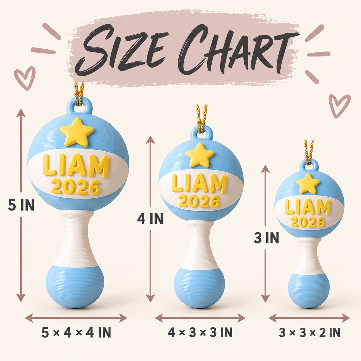 Personalized Baby's First Christmas Rattle 3D Ornament - Custom Christmas Keepsake - image 5