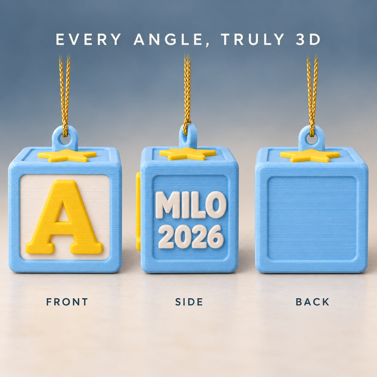 Personalized Baby's First Christmas ABC Block 3D Ornament - Custom Christmas Keepsake - image 2