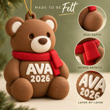 Personalized Baby's First Christmas Teddy Scarf 3D Ornament - Custom Christmas Keepsake - image 4