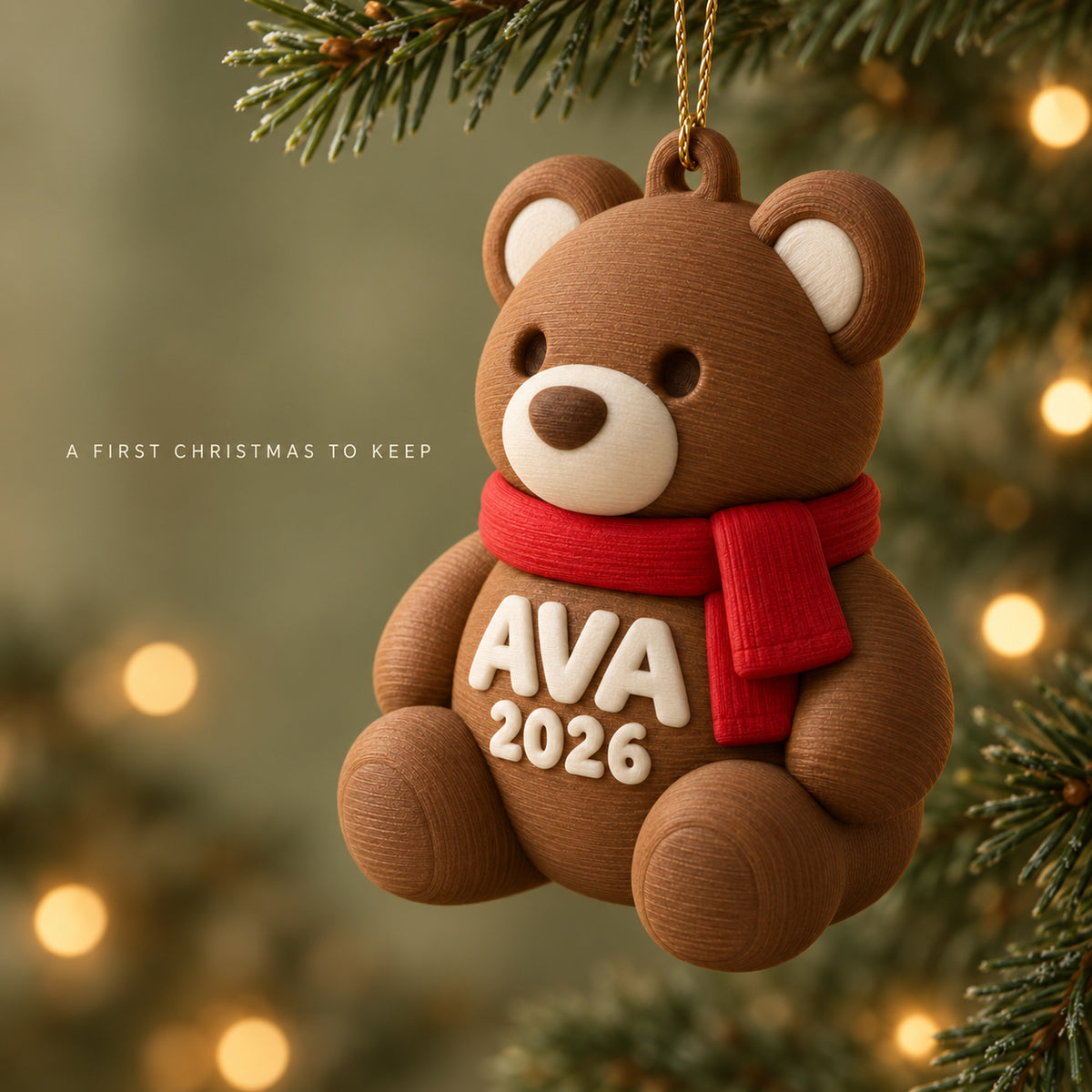 Personalized Baby's First Christmas Teddy Scarf 3D Ornament - Custom Christmas Keepsake - image 7