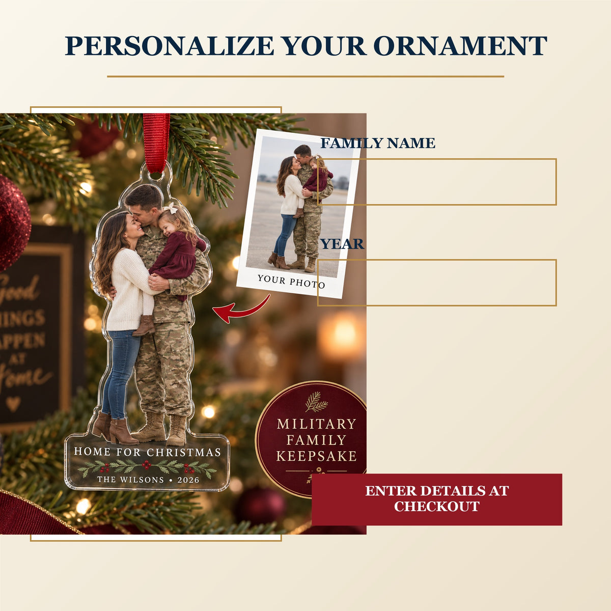 Personalized Military Homecoming Acrylic Ornament - Custom Photo Keepsake - image 7