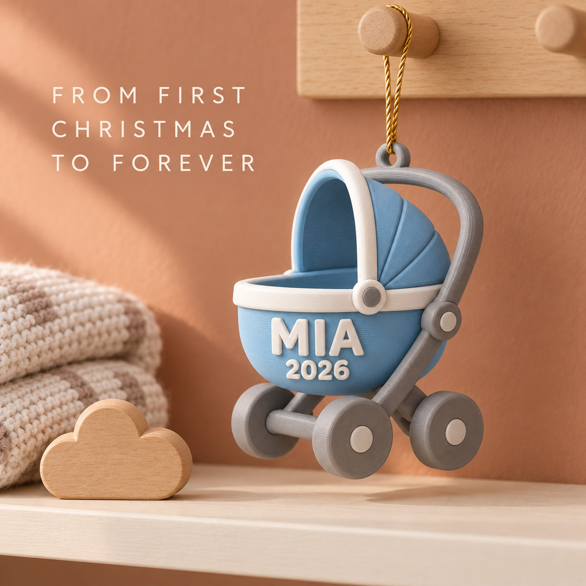 Personalized Baby's First Christmas Stroller 3D Ornament - Custom Christmas Keepsake - image 9