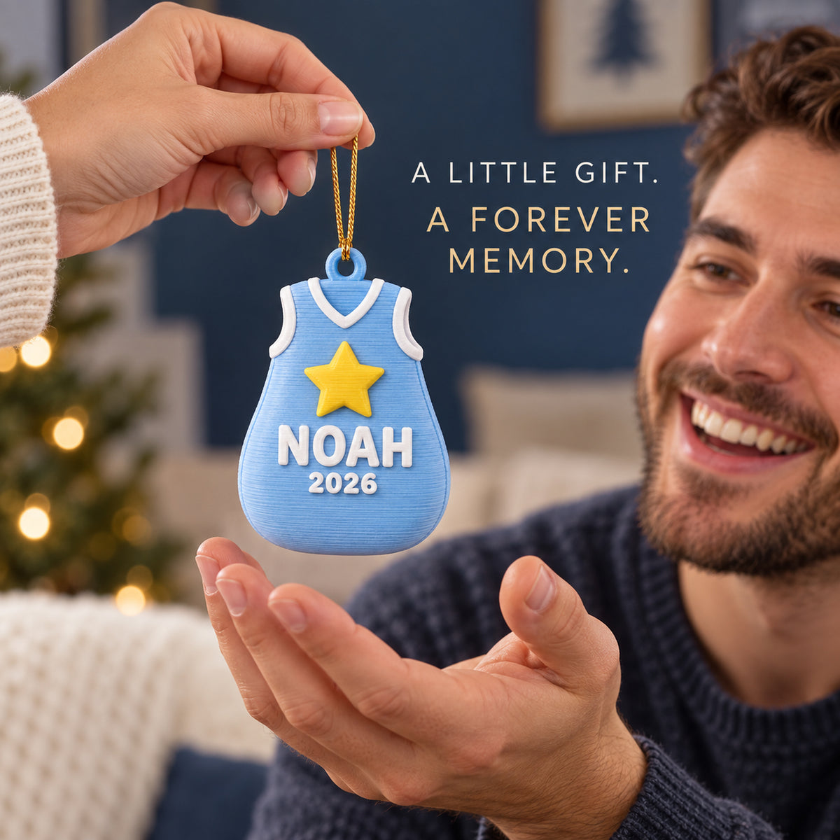 Personalized Baby's First Christmas Sleep Sack Star 3D Ornament - Custom Christmas Keepsake - image 8