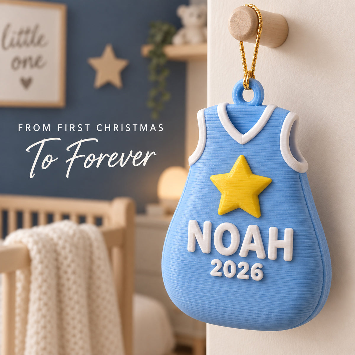 Personalized Baby's First Christmas Sleep Sack Star 3D Ornament - Custom Christmas Keepsake - image 9