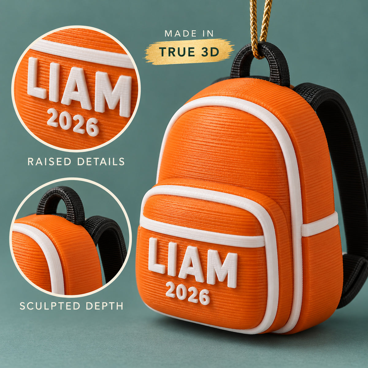 Personalized Baby's First Christmas Backpack 3D Ornament - Custom Christmas Keepsake - image 4