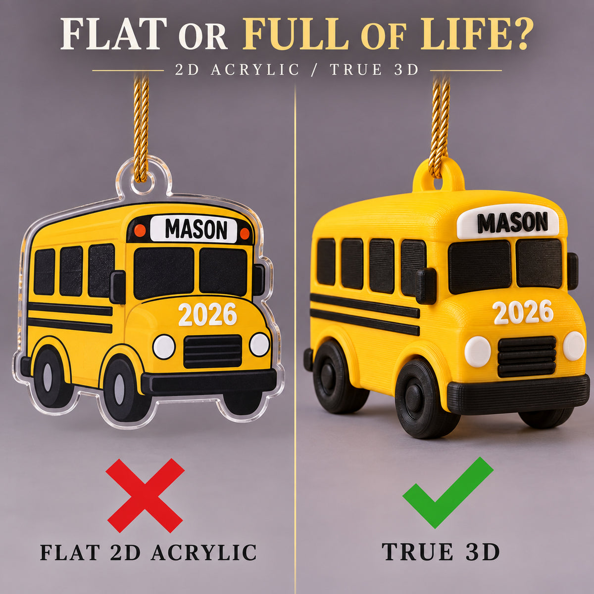 Personalized School Bus 3D Ornament - Custom Christmas Keepsake - image 3