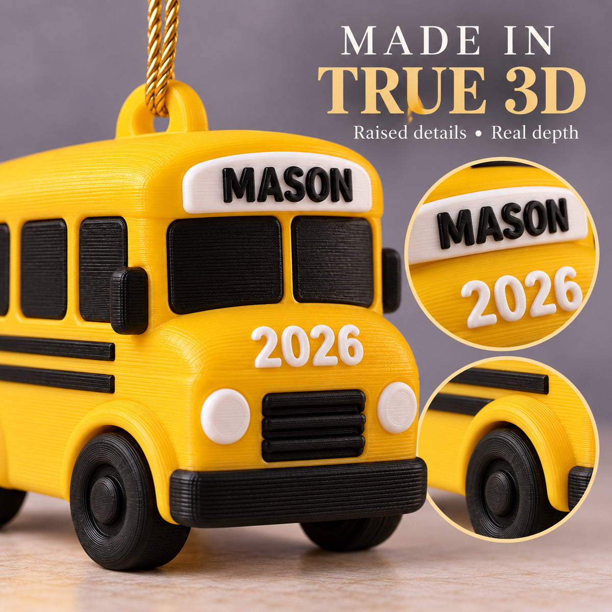 Personalized School Bus 3D Ornament - Custom Christmas Keepsake - image 4
