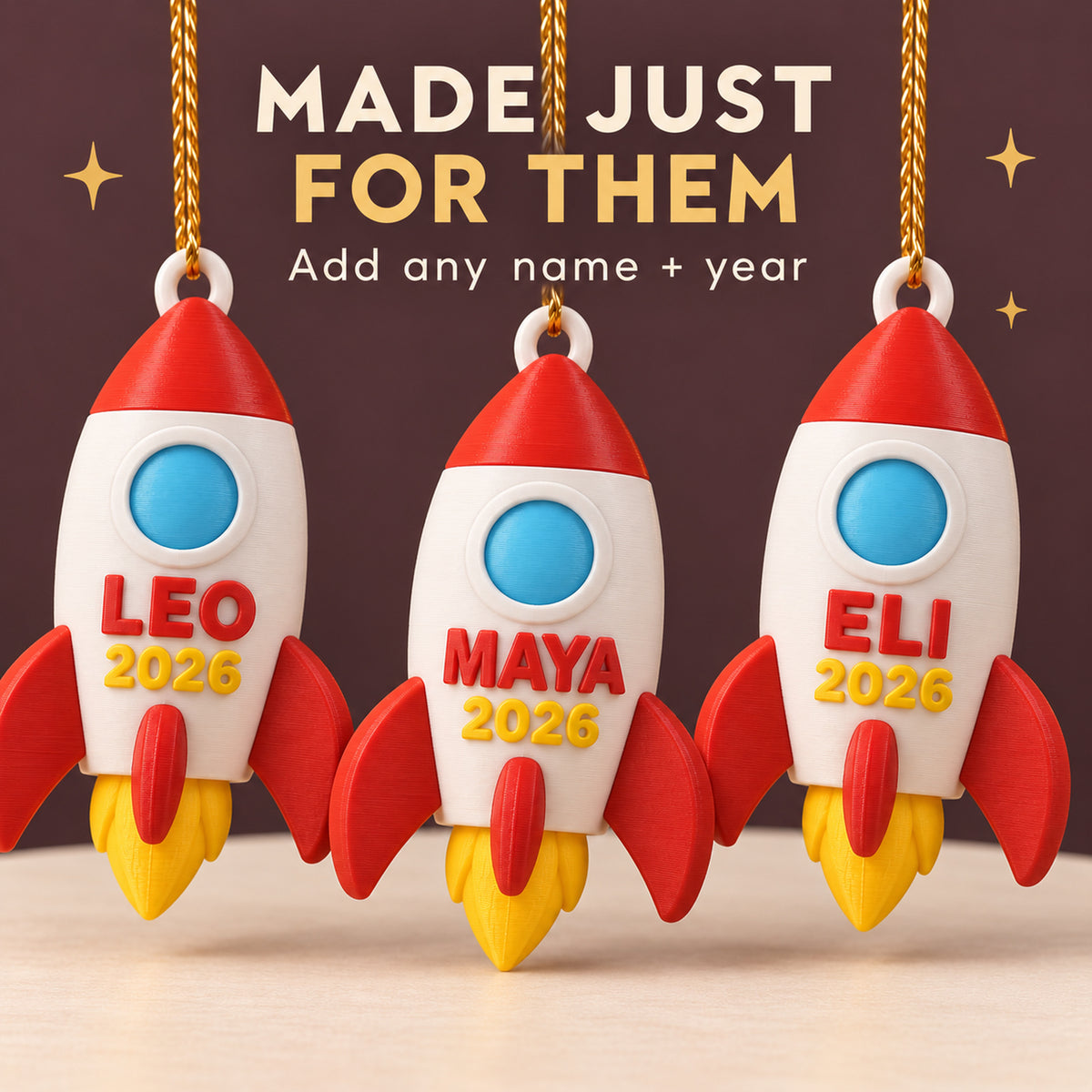 Personalized Rocket 3D Ornament - Custom Christmas Keepsake - image 6