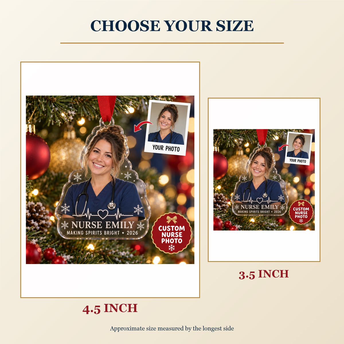 Personalized Nurse Photo Acrylic Ornament - Custom Photo Keepsake - image 3