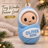 Personalized Swaddled Chibi Baby 3D Ornament - Custom Christmas Keepsake - image 1