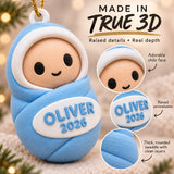 Personalized Swaddled Chibi Baby 3D Ornament - Custom Christmas Keepsake - image 4