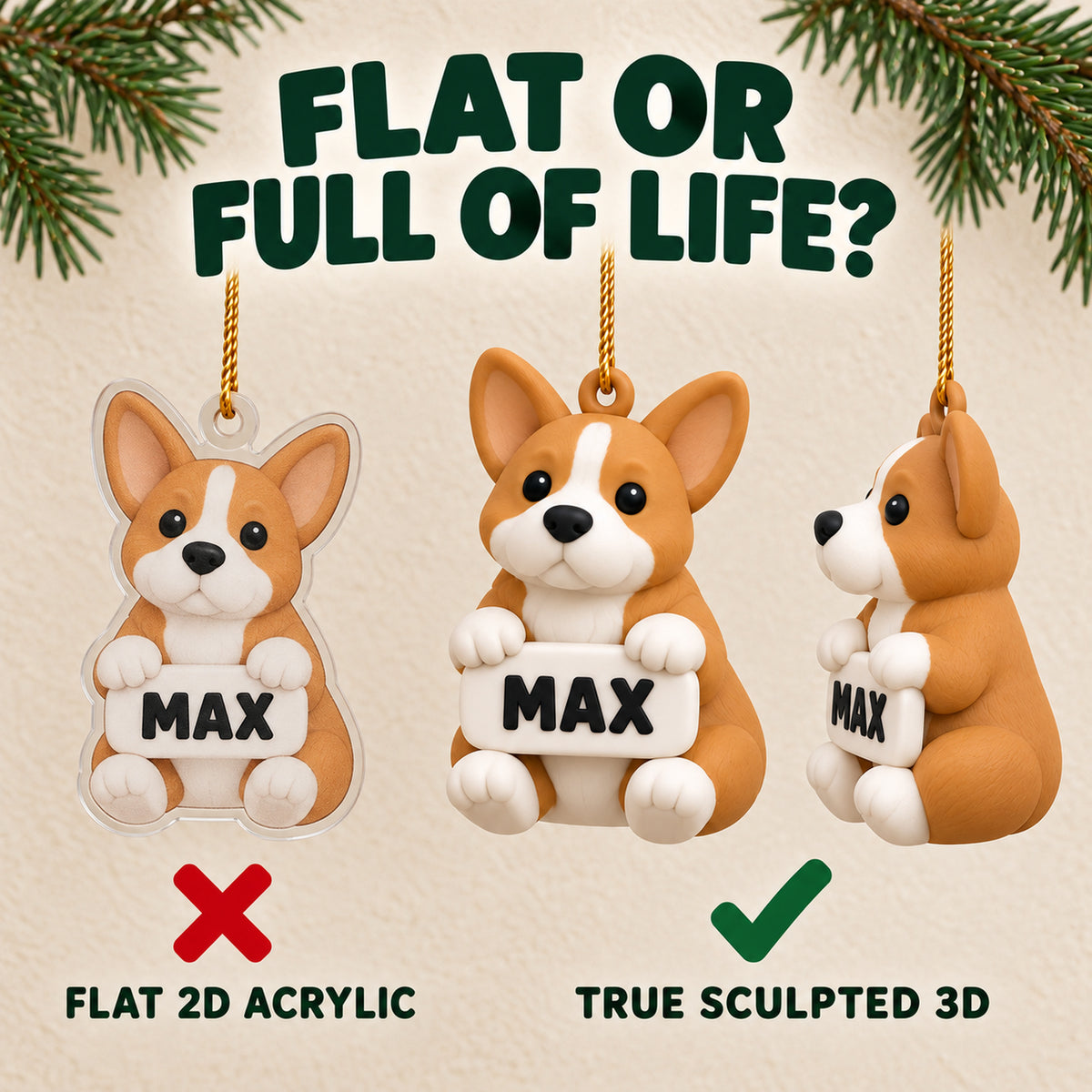 Personalized Dog Name Plaque 3D Ornament - Custom Pet Christmas Keepsake - image 3