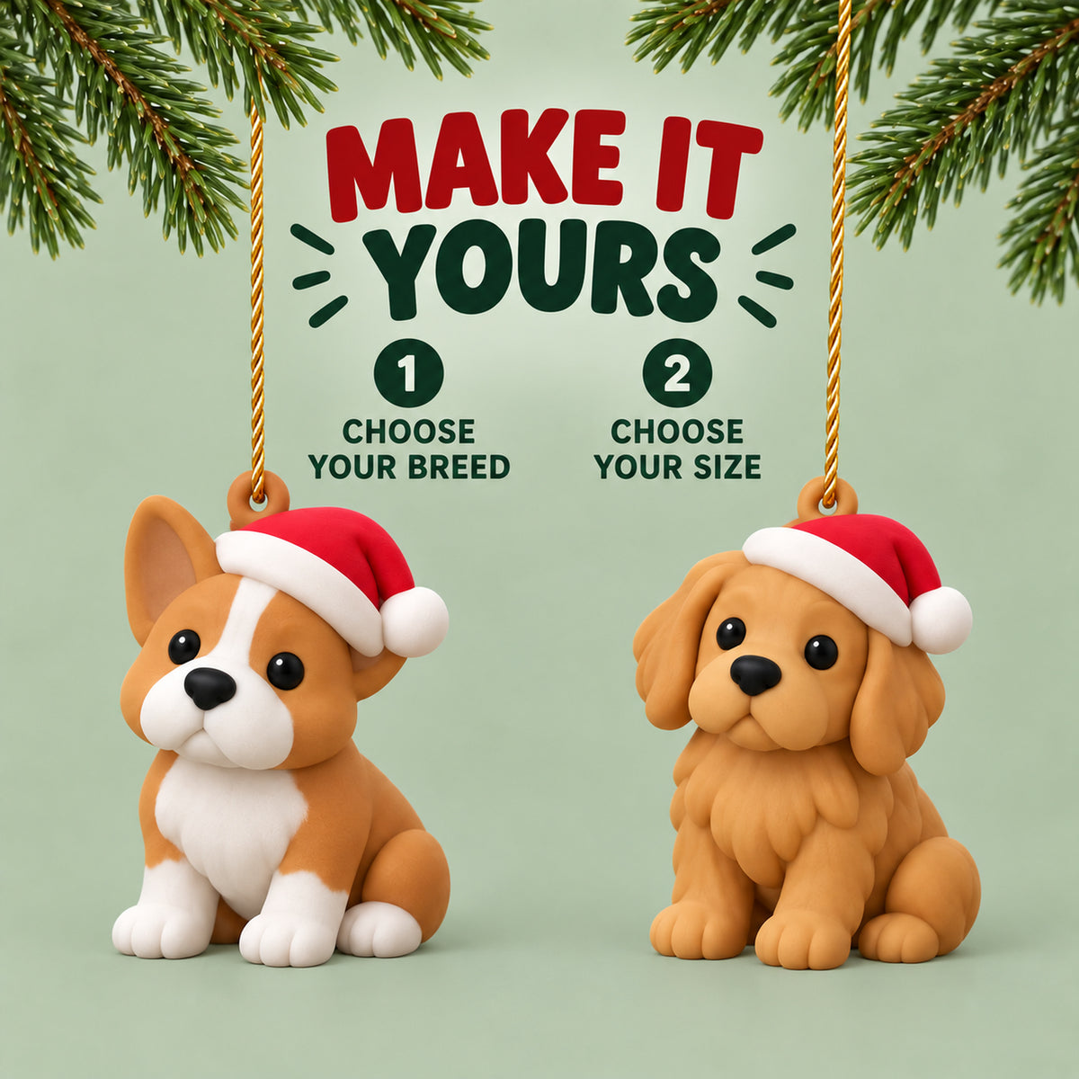 Personalized Santa Christmas Dogs 3D Ornament - Custom Christmas Keepsake - image 7