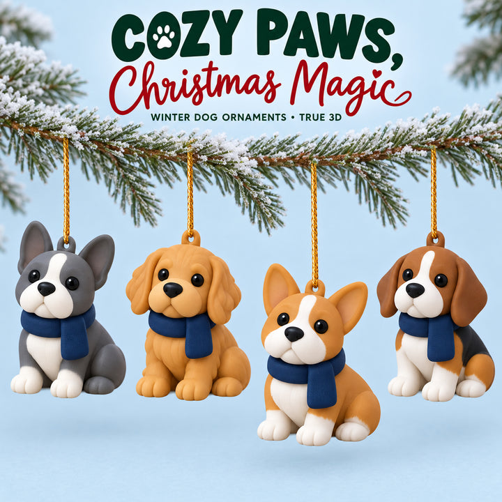 Personalized Winter Scarf Dogs 3D Ornament - Custom Christmas Keepsake - image 1