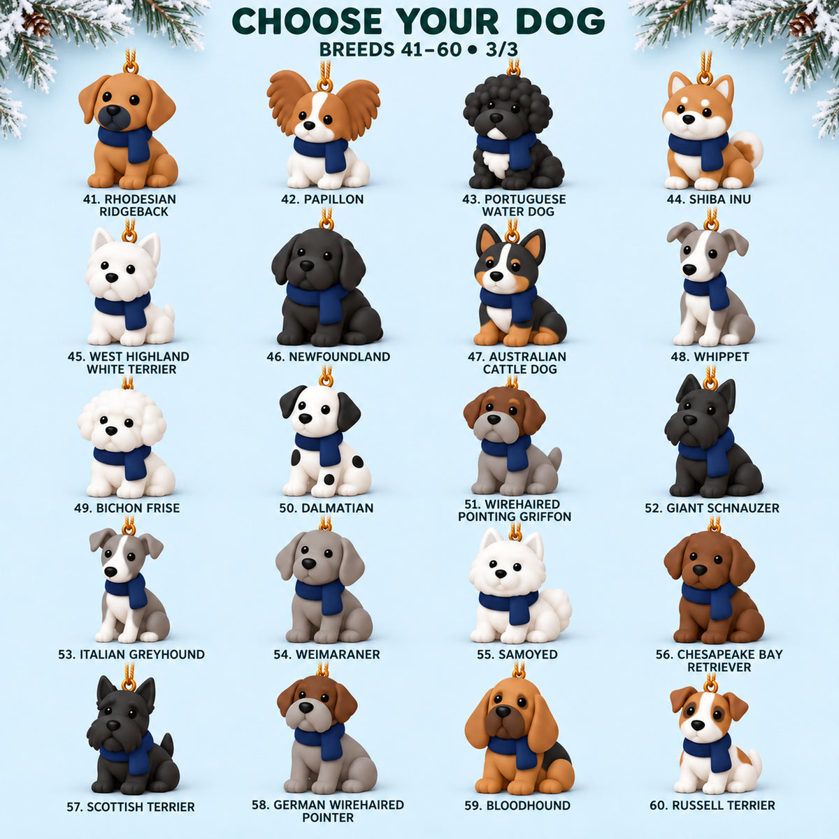 Personalized Winter Scarf Dogs 3D Ornament - Custom Christmas Keepsake - image 11