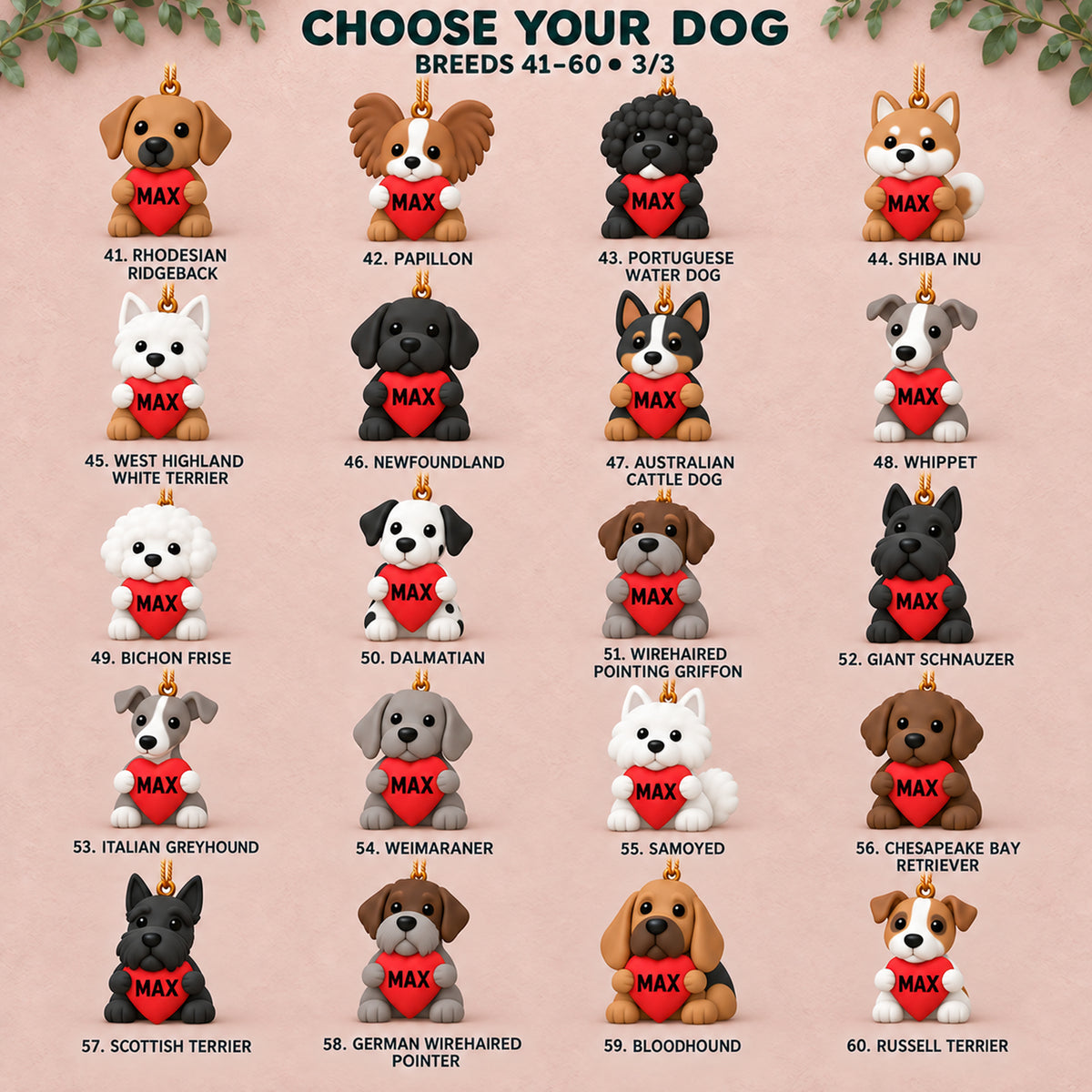 Personalized Heart Dogs 3D Ornament - Custom Christmas Keepsake - image 11
