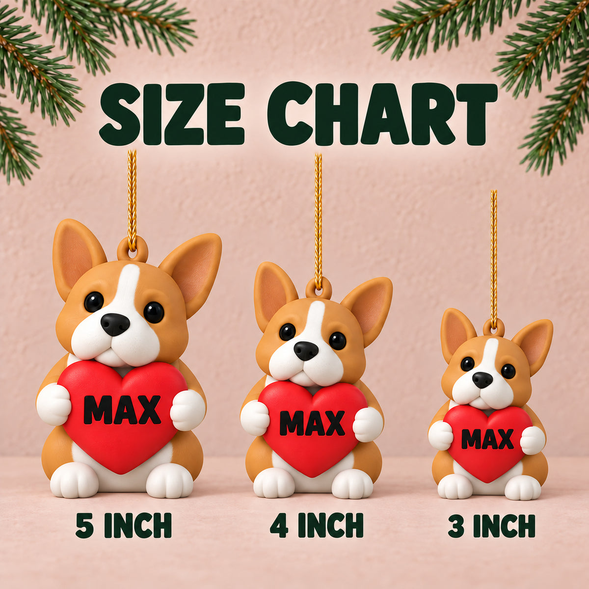 Personalized Heart Dogs 3D Ornament - Custom Christmas Keepsake - image 5