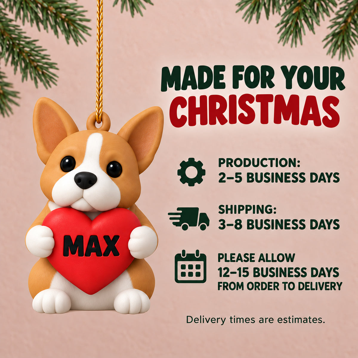 Personalized Heart Dogs 3D Ornament - Custom Christmas Keepsake - image 9