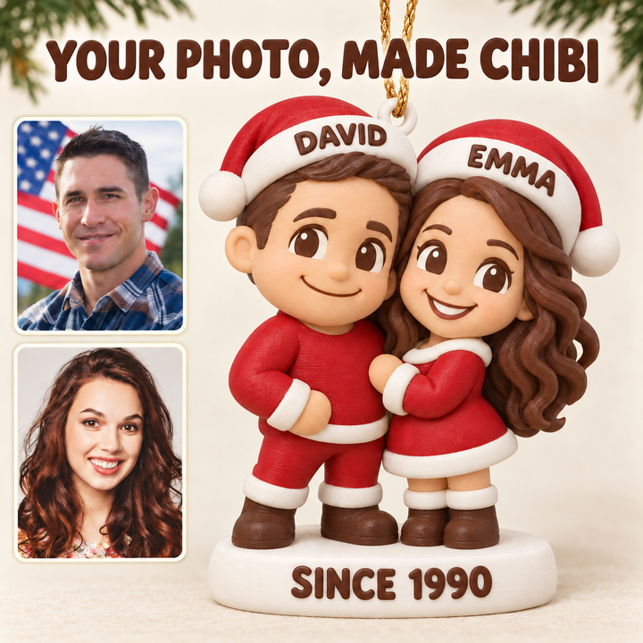 Personalized Couple Christmas 3D Ornament - Custom Christmas Keepsake - image 1
