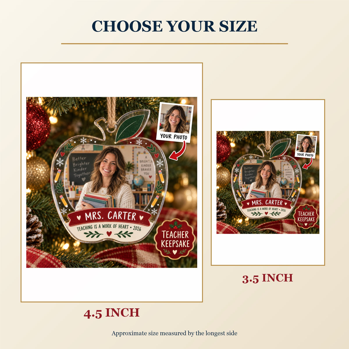 Personalized Teacher Photo Acrylic Ornament - Custom Photo Keepsake - image 3