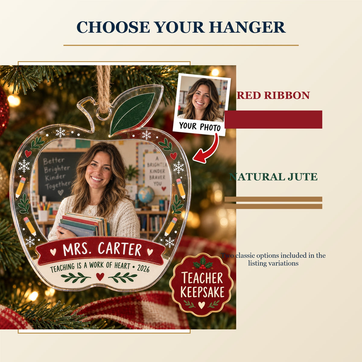 Personalized Teacher Photo Acrylic Ornament - Custom Photo Keepsake - image 8