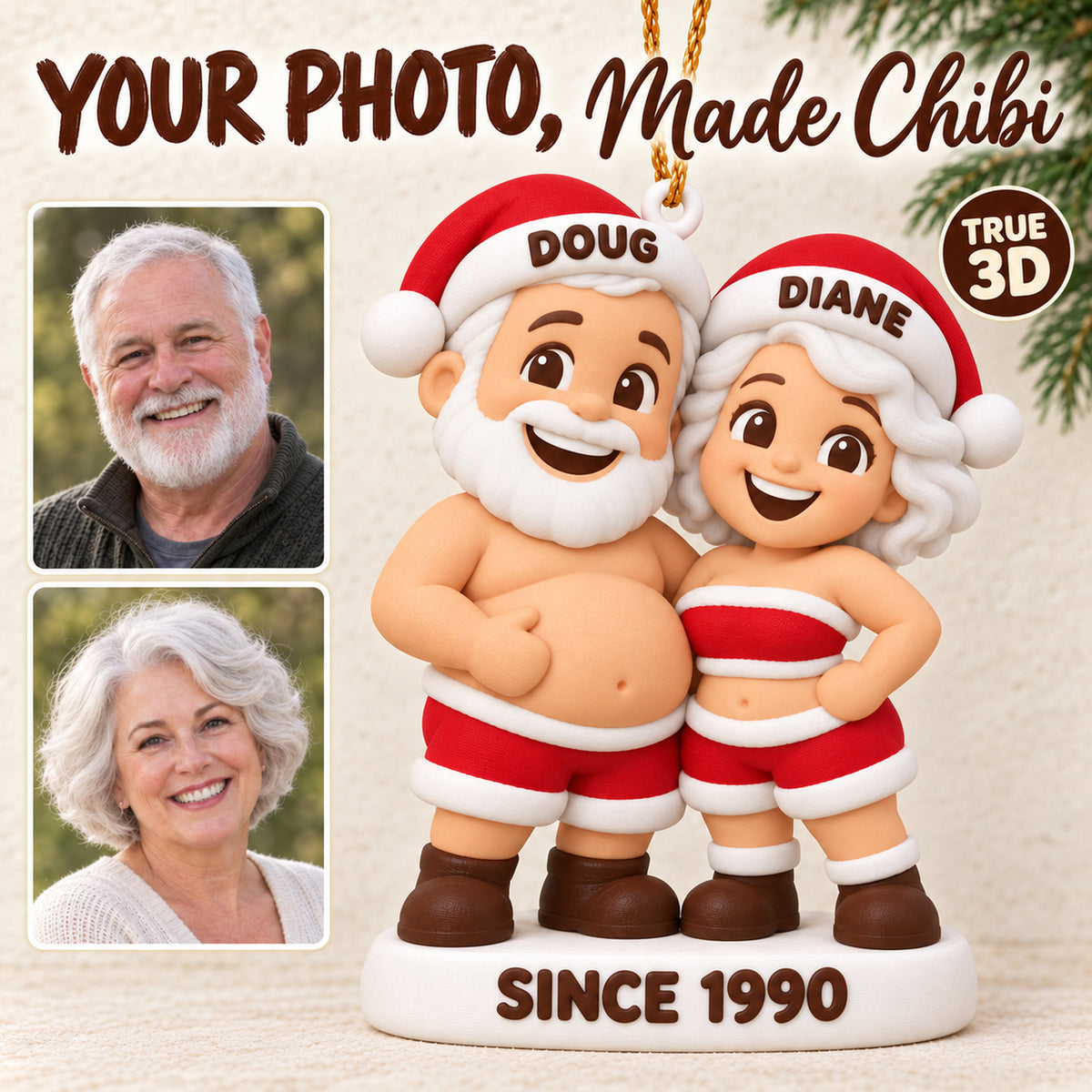 Personalized Growing Old Together 3D Ornament - Custom Christmas Keepsake - image 1